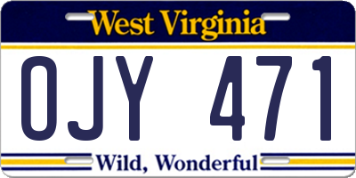 WV license plate OJY471