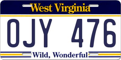 WV license plate OJY476