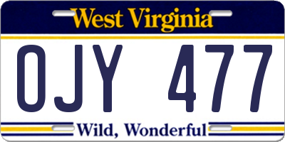 WV license plate OJY477