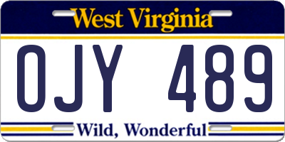 WV license plate OJY489
