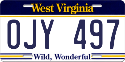 WV license plate OJY497