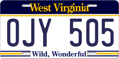 WV license plate OJY505