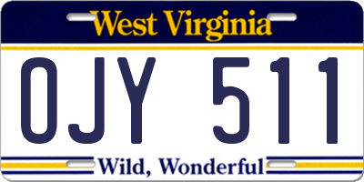 WV license plate OJY511