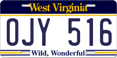 WV license plate OJY516