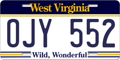 WV license plate OJY552