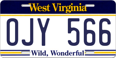 WV license plate OJY566