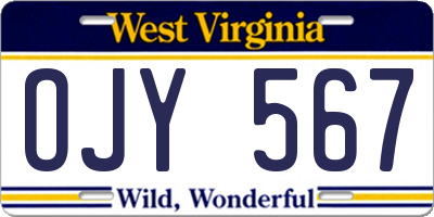 WV license plate OJY567