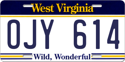 WV license plate OJY614