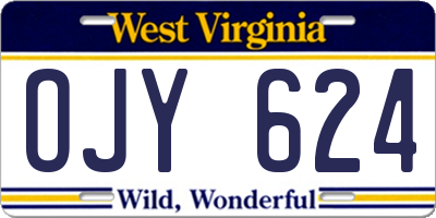 WV license plate OJY624