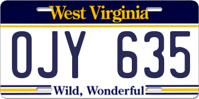 WV license plate OJY635