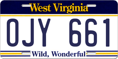 WV license plate OJY661
