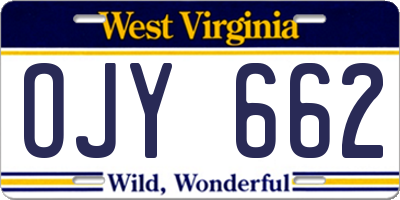 WV license plate OJY662