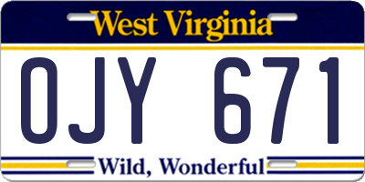 WV license plate OJY671
