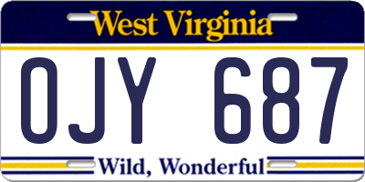 WV license plate OJY687