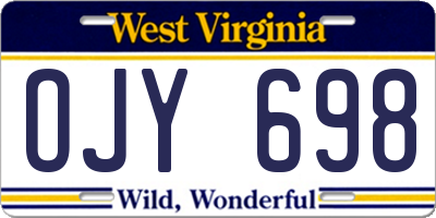 WV license plate OJY698