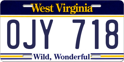 WV license plate OJY718