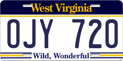 WV license plate OJY720