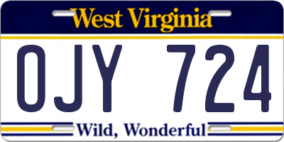WV license plate OJY724