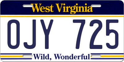 WV license plate OJY725