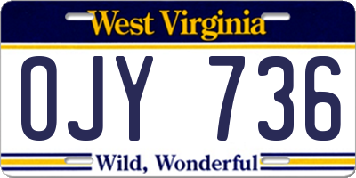 WV license plate OJY736