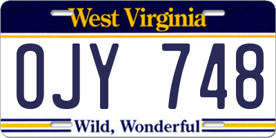 WV license plate OJY748