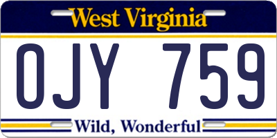 WV license plate OJY759