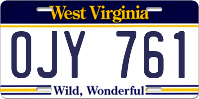 WV license plate OJY761