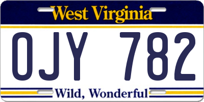 WV license plate OJY782