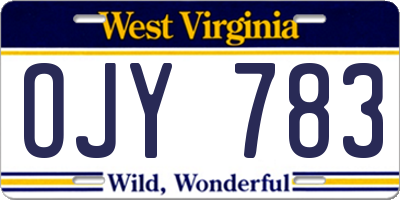 WV license plate OJY783