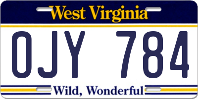 WV license plate OJY784