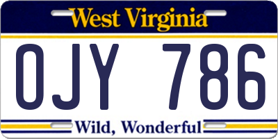 WV license plate OJY786