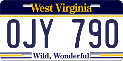 WV license plate OJY790