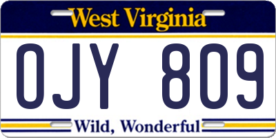 WV license plate OJY809