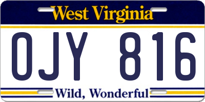 WV license plate OJY816