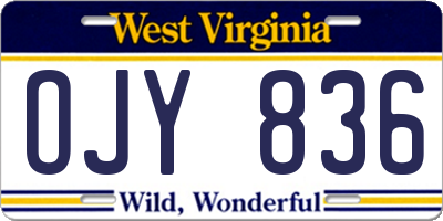 WV license plate OJY836