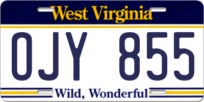 WV license plate OJY855
