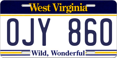 WV license plate OJY860