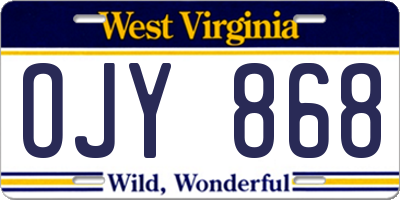 WV license plate OJY868