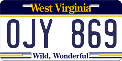 WV license plate OJY869