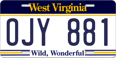 WV license plate OJY881