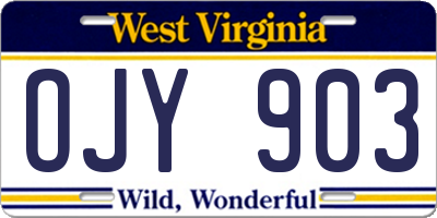 WV license plate OJY903