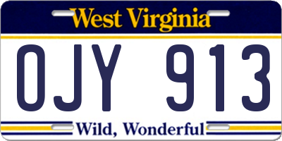 WV license plate OJY913