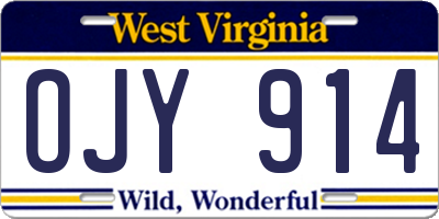 WV license plate OJY914