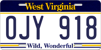 WV license plate OJY918