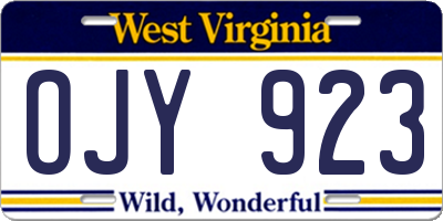 WV license plate OJY923