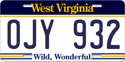 WV license plate OJY932