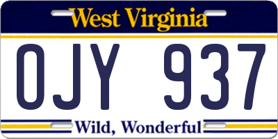 WV license plate OJY937