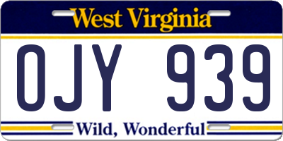 WV license plate OJY939