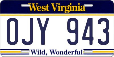 WV license plate OJY943