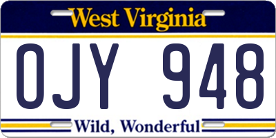 WV license plate OJY948